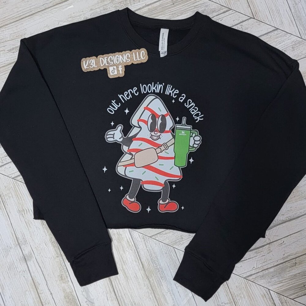 Bella Canvas Out Here Lookin Like A Snack Christmas crop sweater small
